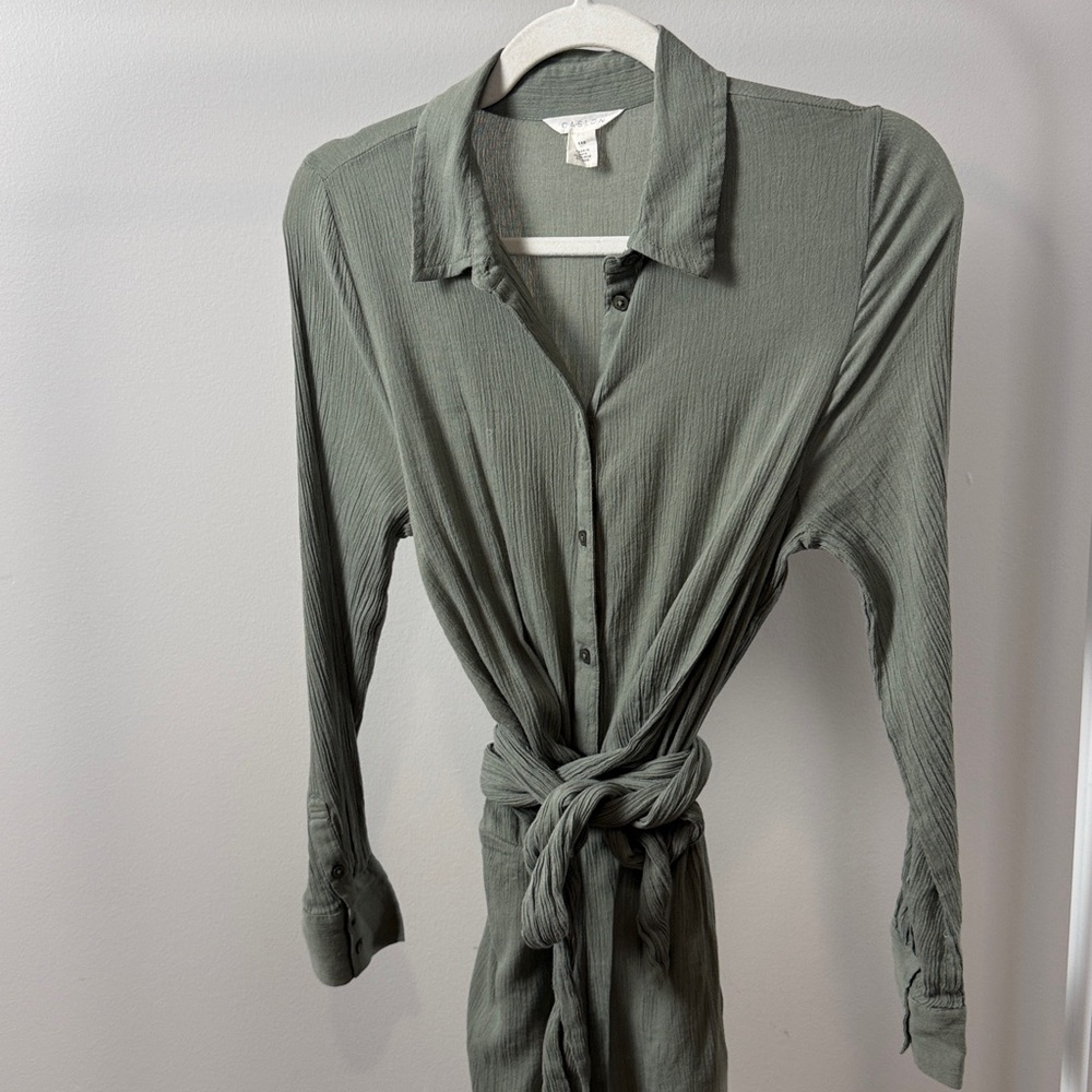 Caslon Olive Muslin Cotton Jumpsuit (XXS) - Picture 2 of 7